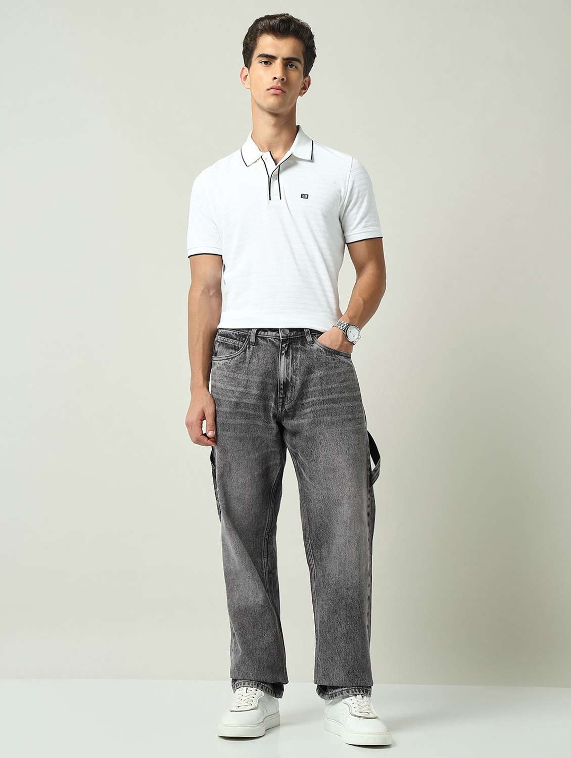 men washed mid rise full length jeans - 22092536 - Standard Image - 4