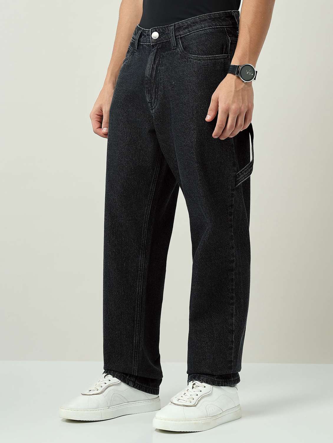 men plain mid rise full length jeans - 22092538 - Standard Image - 1