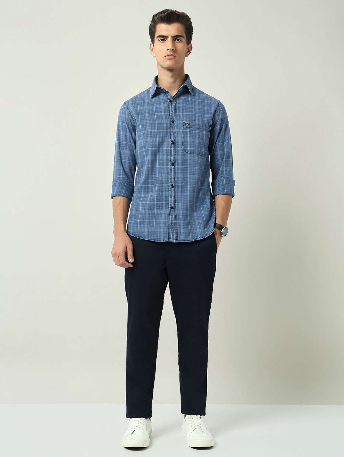 men checkered long sleeve regular fit casual shirt - 22092540 - Standard Image - 4