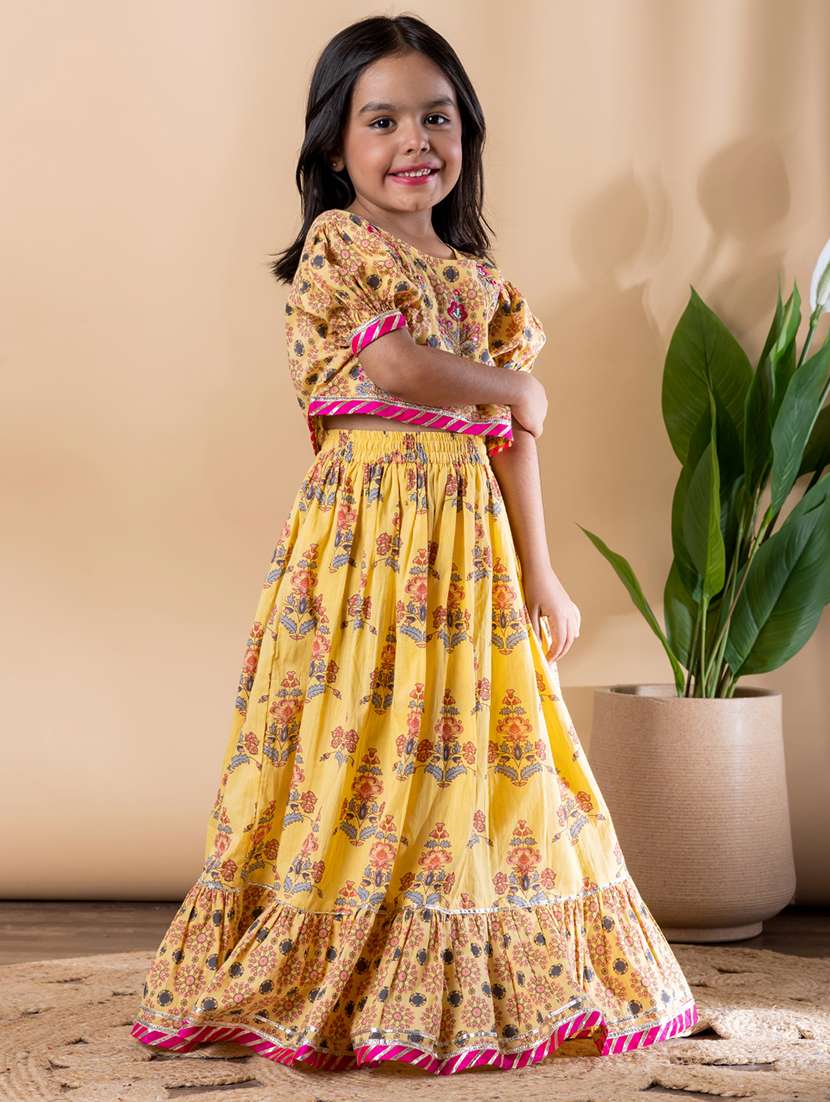 girls floral print lehenga and choli - 22092600 -  Standard Image - 1