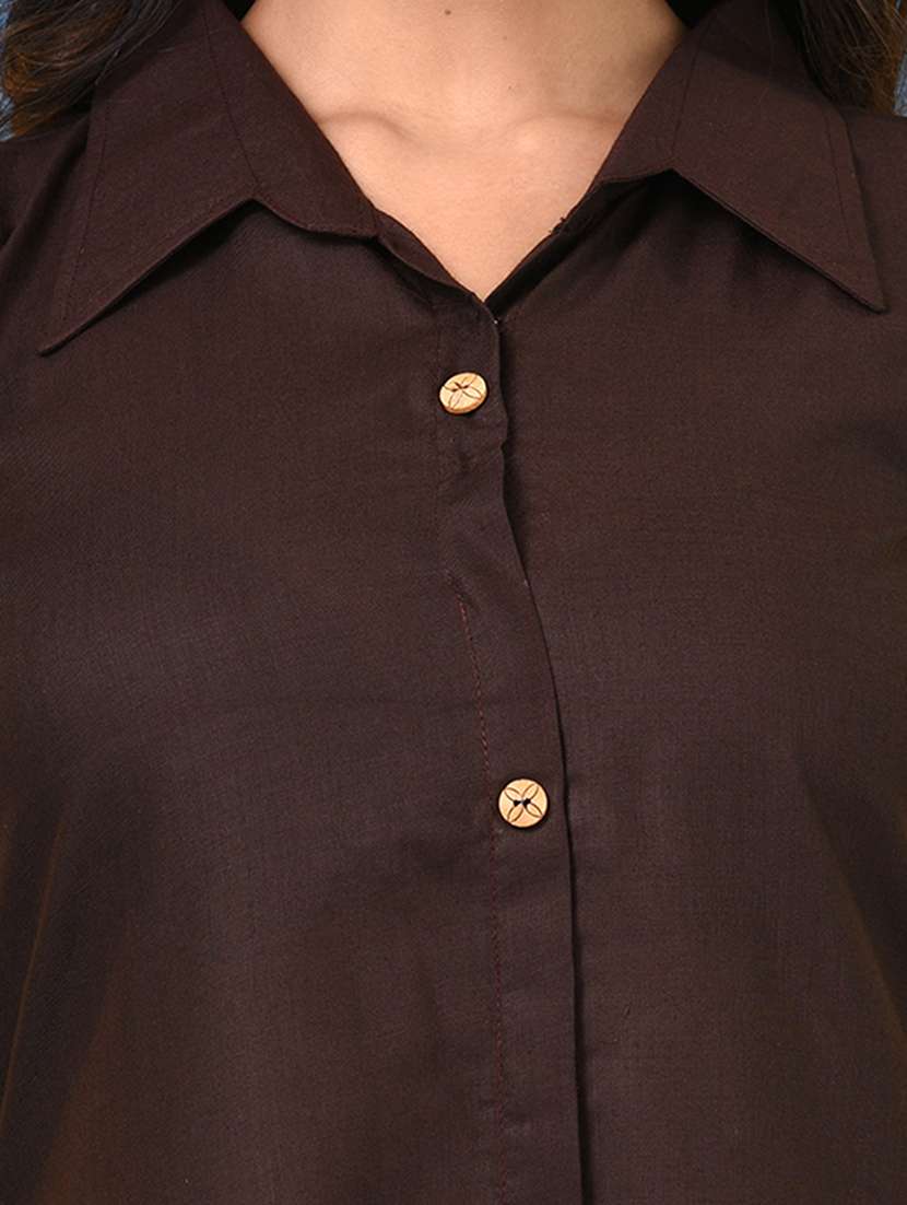 women solid roll up sleeve a-line ethnic dress - 22092635 -  Standard Image - 6