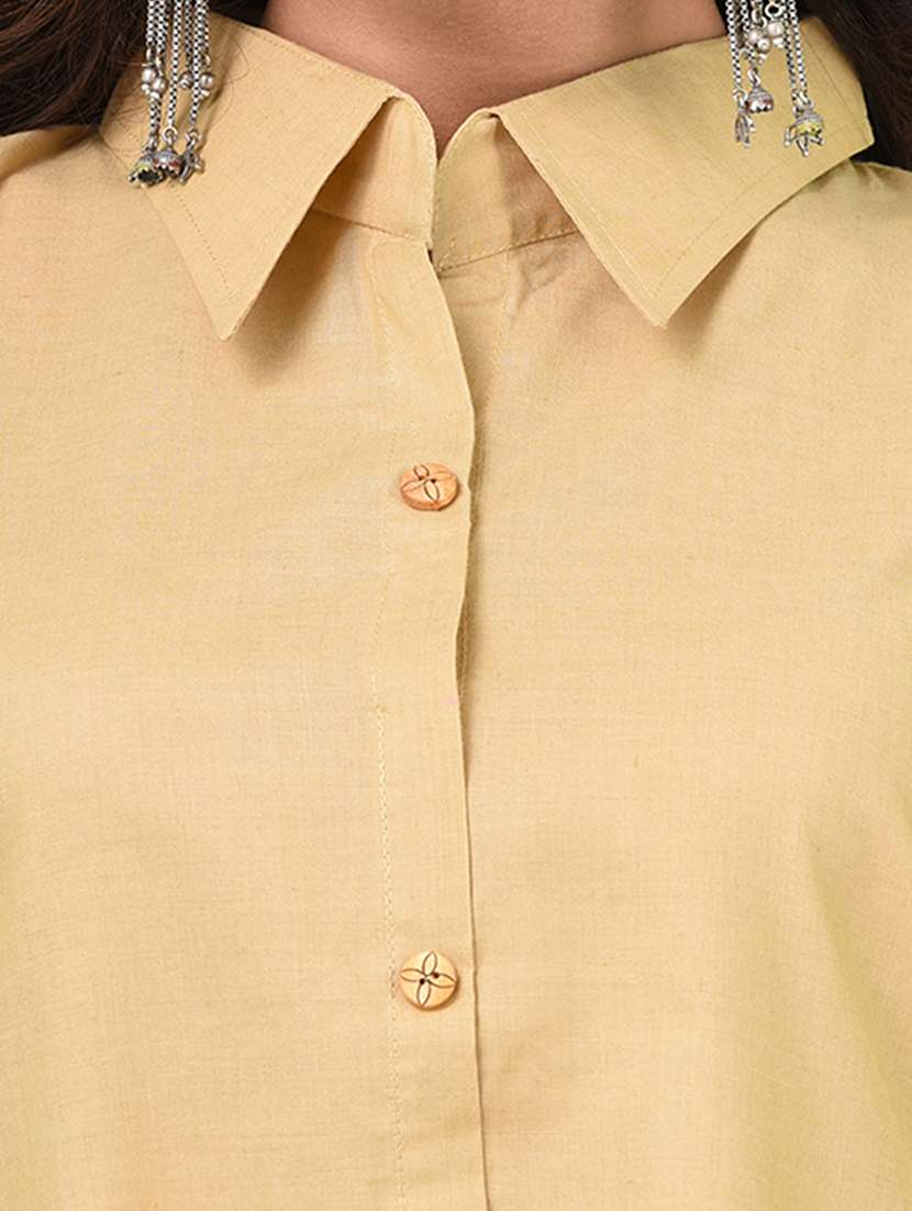 women solid roll up sleeve a-line ethnic dress - 22092636 -  Standard Image - 6