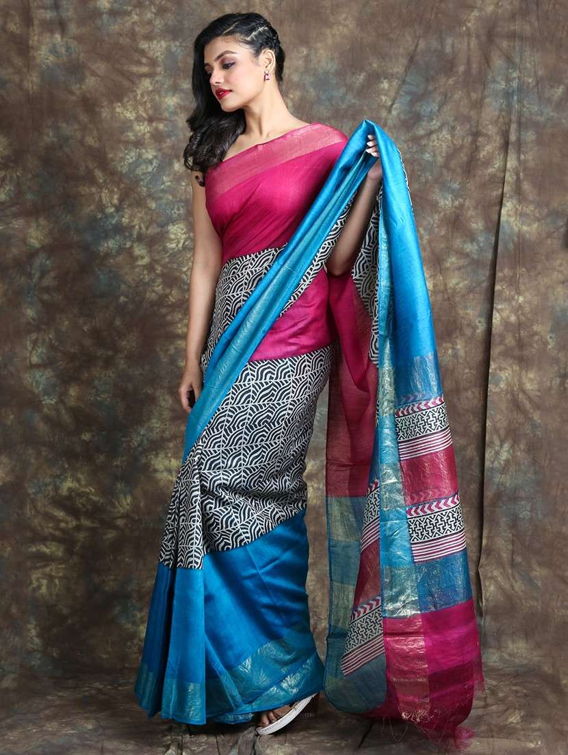 women printed casual wear saree with blouse - 22092654 -  Standard Image - 1