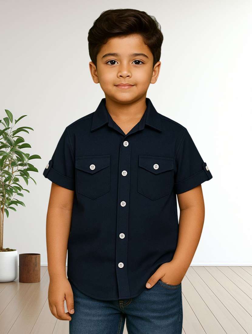 boys solid short sleeve regular fit shirt