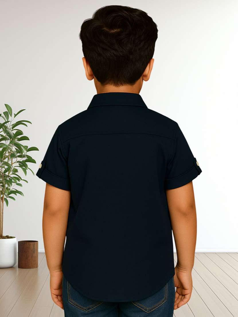 boys solid short sleeve regular fit shirt - 22092669 -  Standard Image - 1