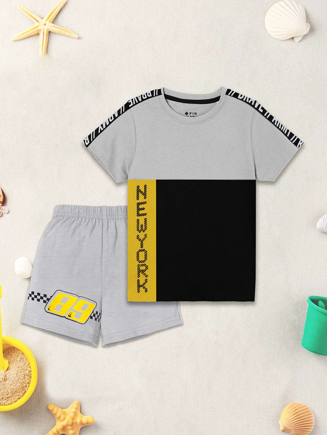 boys pack of 2 printed t-shirt and shorts set - 22092677 - Standard Image - 1