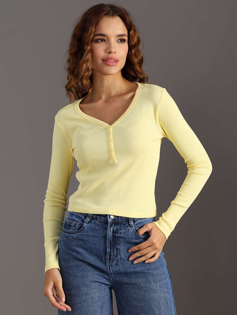 women solid long sleeve regular fit top - 22092709 -  Standard Image - 1