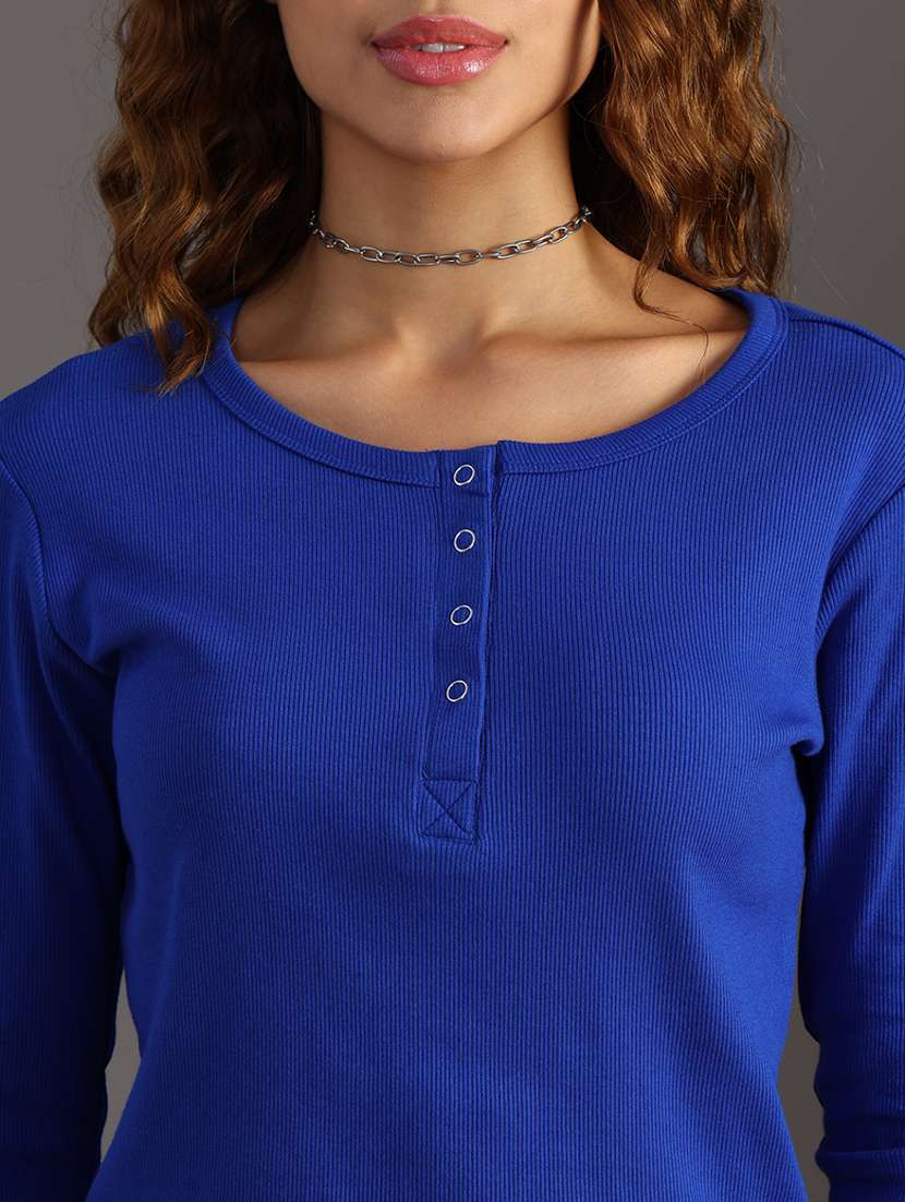 women solid long sleeve regular fit top - 22092710 - Standard Image - 4