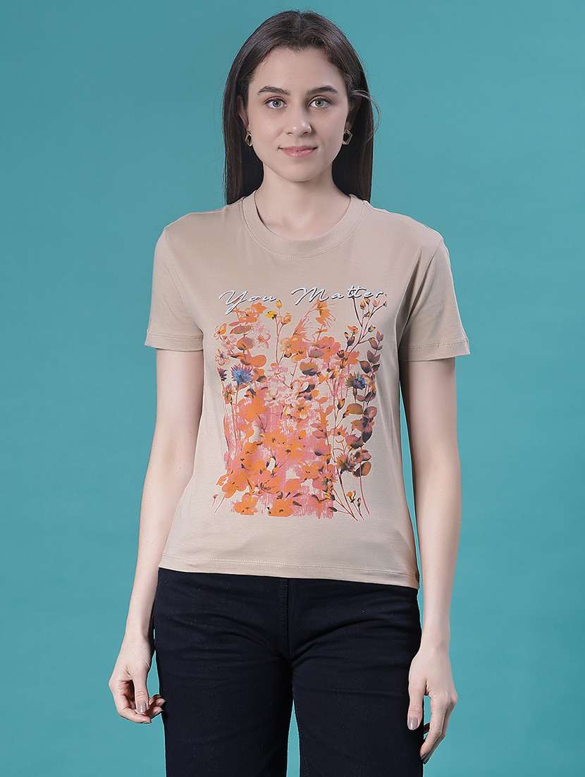 women printed short sleeve regular fit t-shirt - 22092714 -  Standard Image - 1