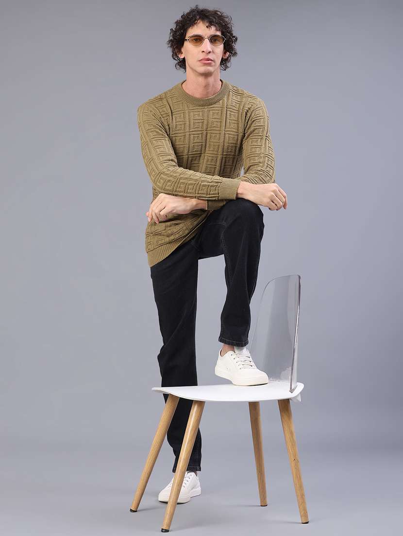 men self design long sleeve regular fit pullover  - 22092735 -  Standard Image - 4