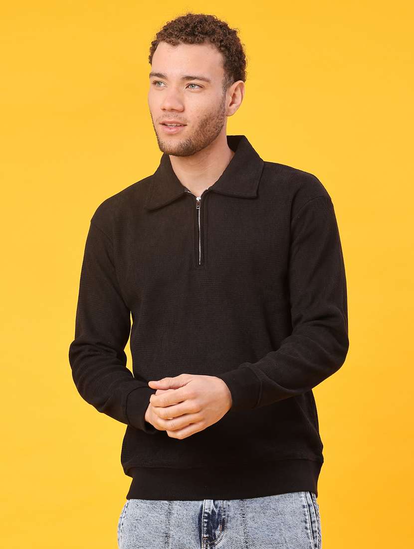 men self design long sleeve regular fit sweatshirt