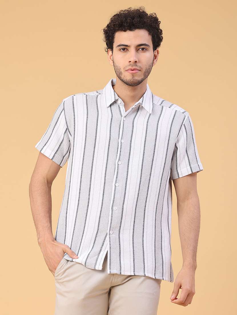 men striped short sleeve regular fit casual shirt - 22092881 -  Standard Image - 1