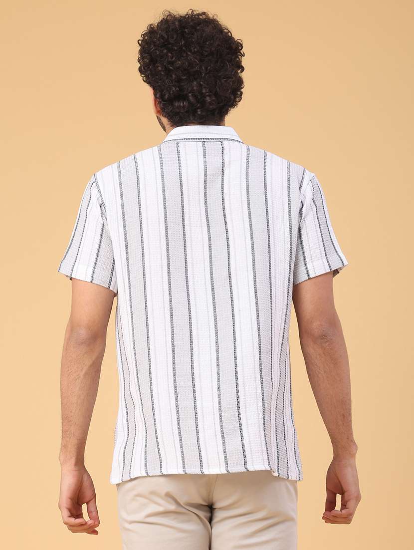 men striped short sleeve regular fit casual shirt - 22092881 -  Standard Image - 4