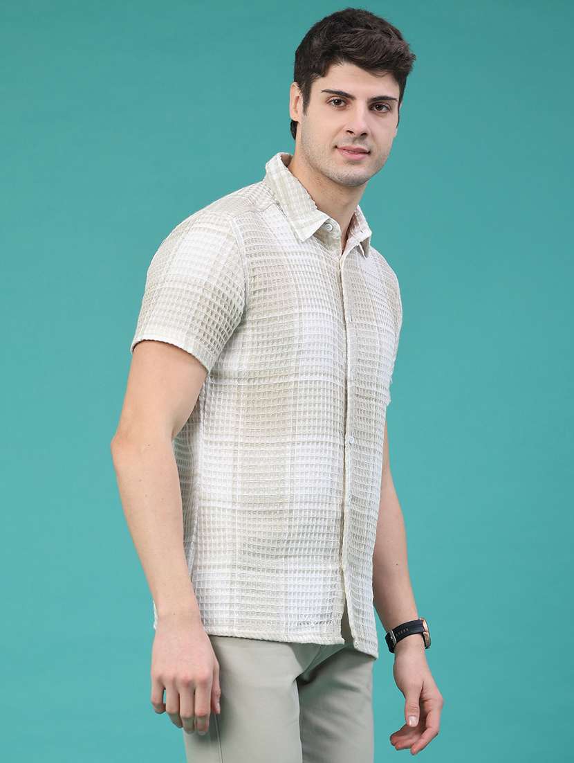 men checkered short sleeve regular fit casual shirt - 22092882 -  Standard Image - 1