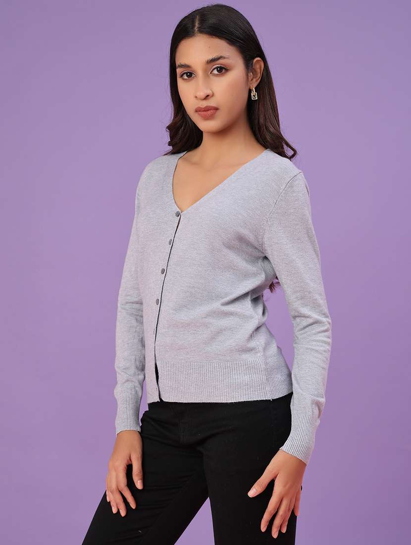 women solid long sleeve cardigan - 22092884 -  Standard Image - 1