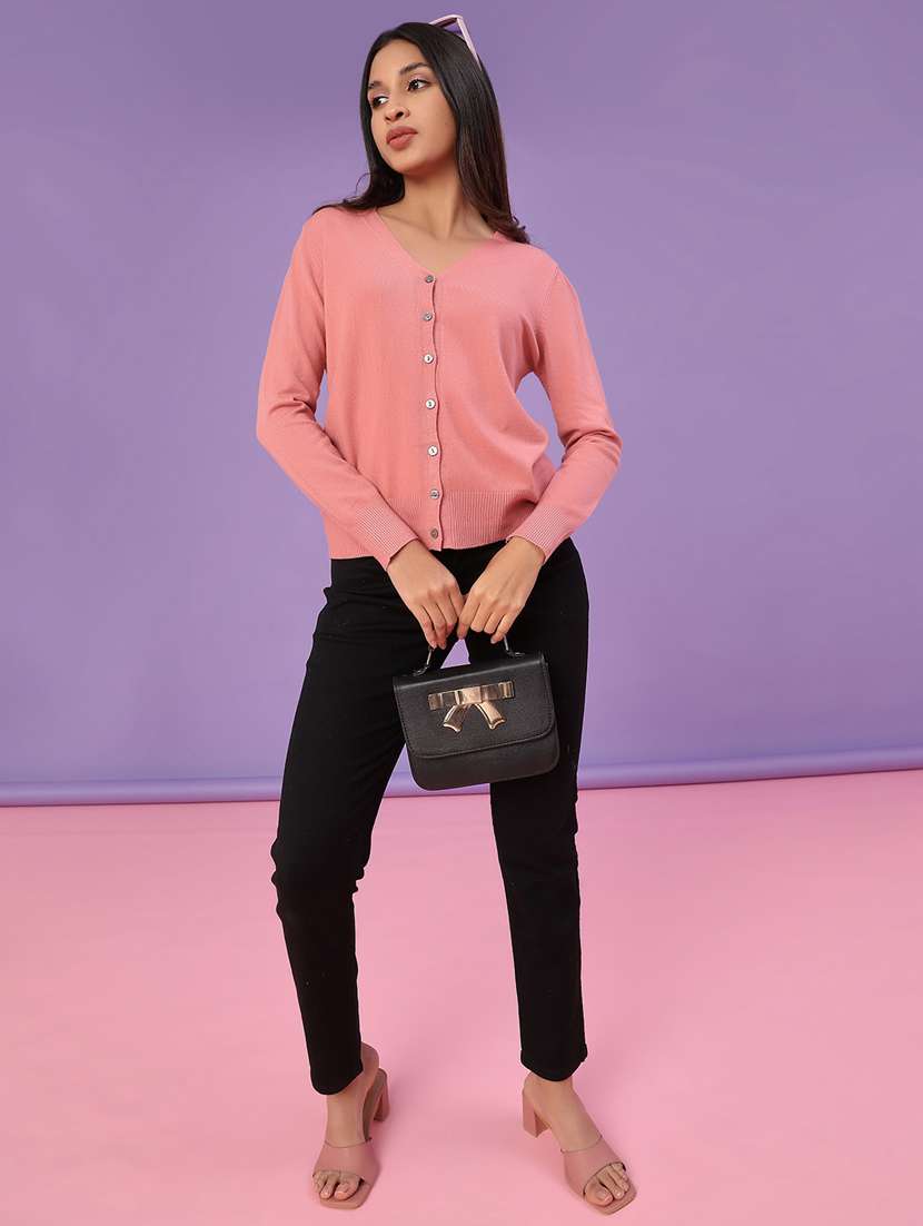 women solid long sleeve cardigan - 22092885 -  Standard Image - 4