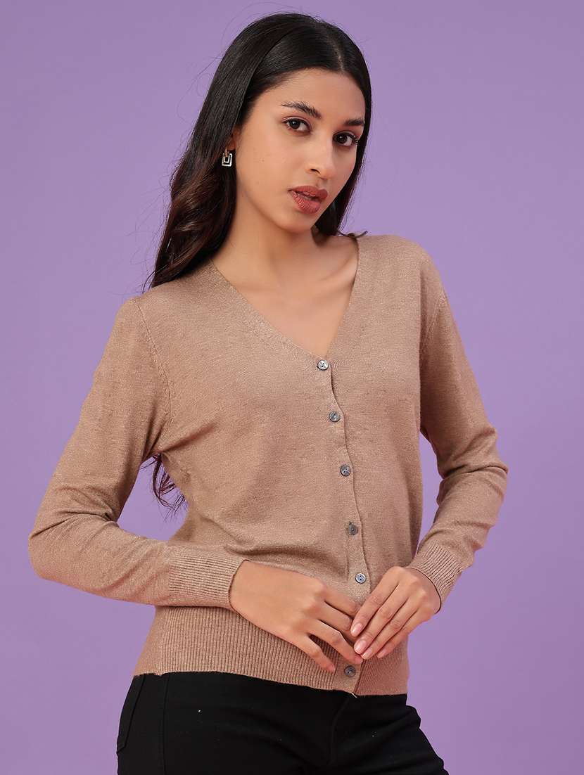 women solid long sleeve cardigan - 22092886 -  Standard Image - 1