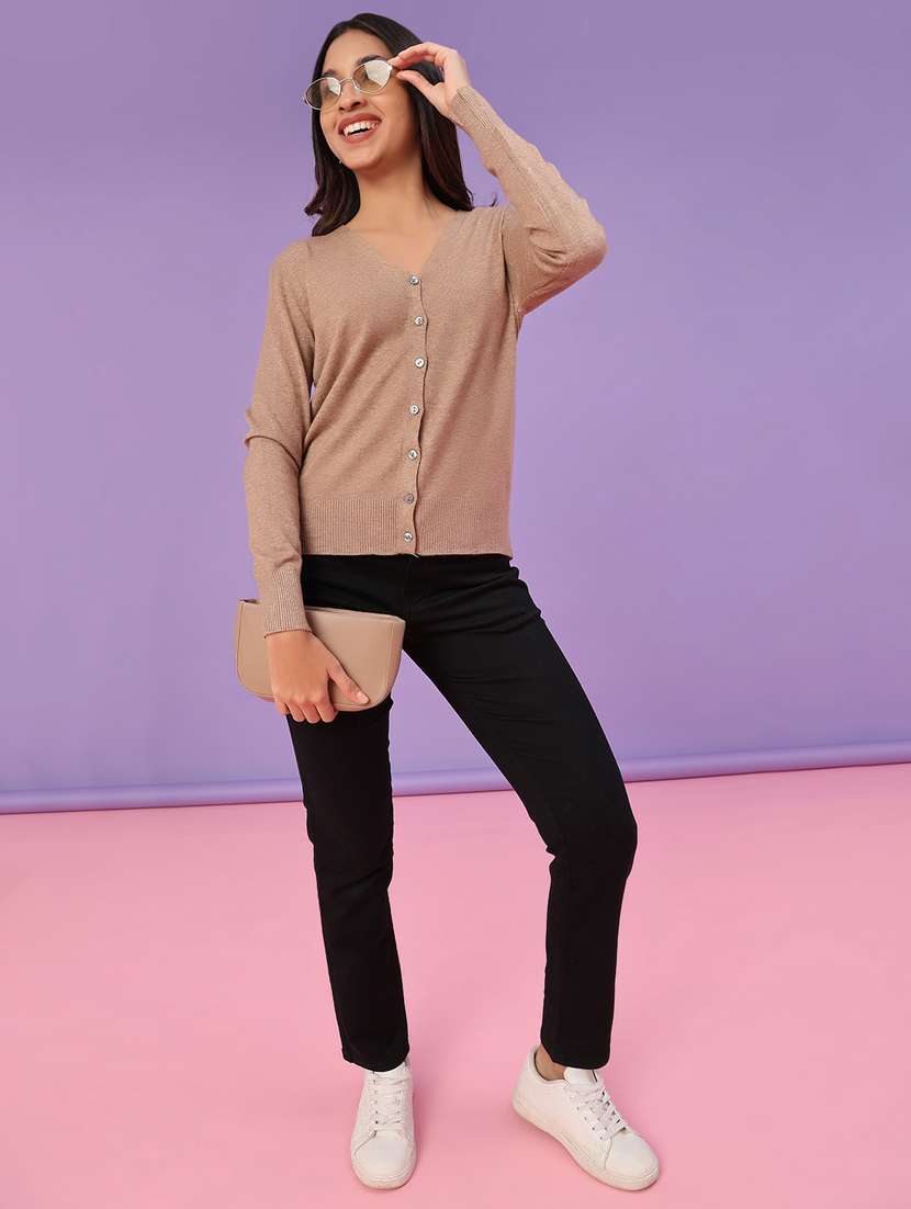 women solid long sleeve cardigan - 22092886 -  Standard Image - 4