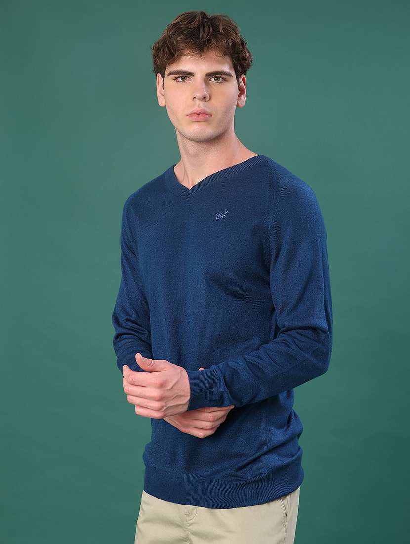 men solid long sleeve regular fit pullover - 22092925 -  Standard Image - 1