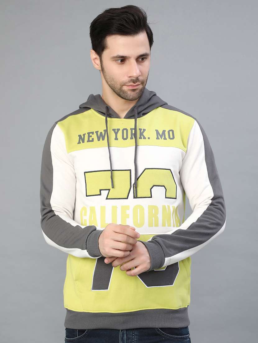 men color blocked long sleeve hooded sweatshirt - 22092940 -  Standard Image - 1
