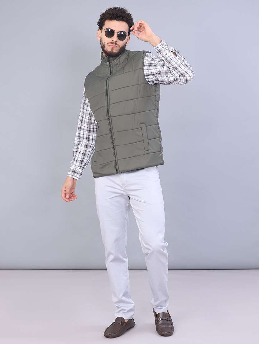 men solid sleeveless regular fit puffer jacket - 22092947 -  Standard Image - 4