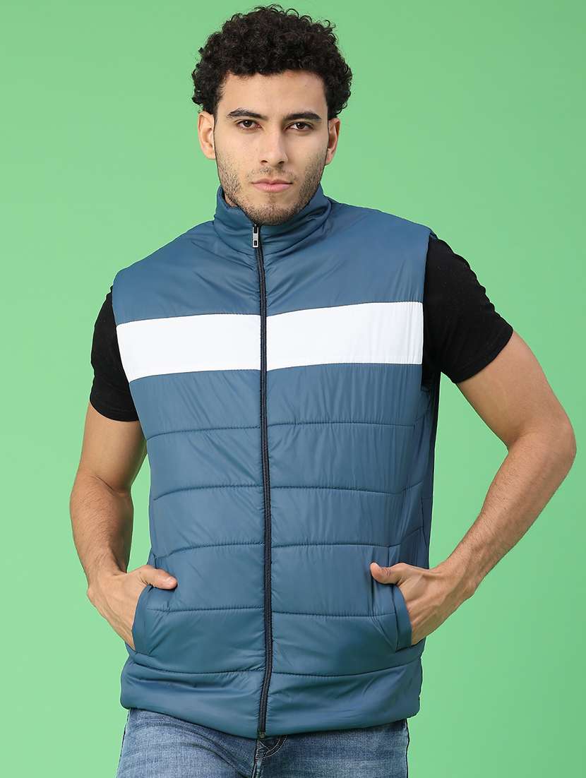 men color block sleeveless lightweight puffer jacket - 22092948 -  Standard Image - 1