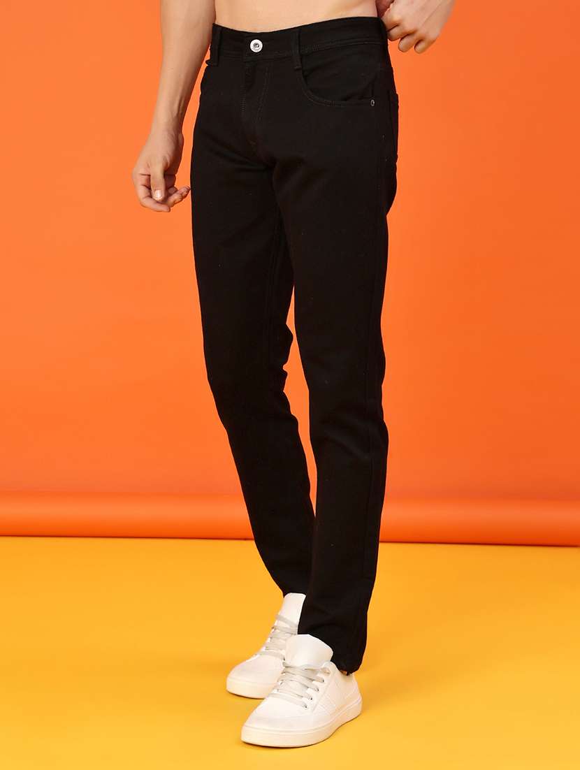 men plain mid rise full length slim fit jeans - 22092950 -  Standard Image - 1