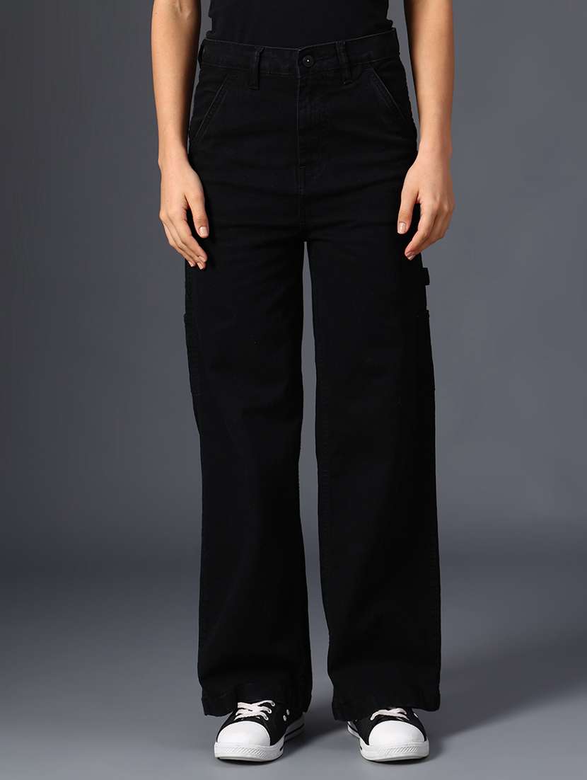 women solid mid rise straigt fit jean - 22092957 -  Standard Image - 1