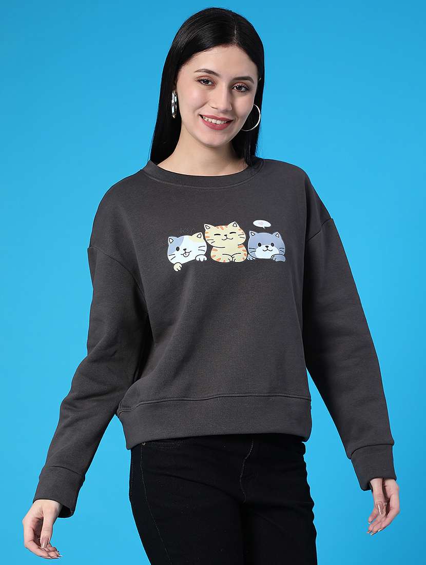 women chest print long sleeve sweatshirt - 22092959 -  Standard Image - 1