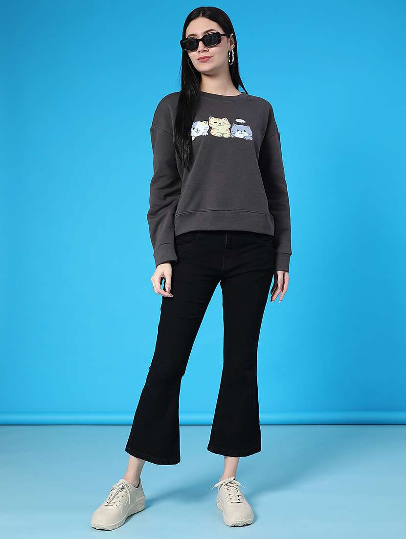 women chest print long sleeve sweatshirt - 22092959 -  Standard Image - 4