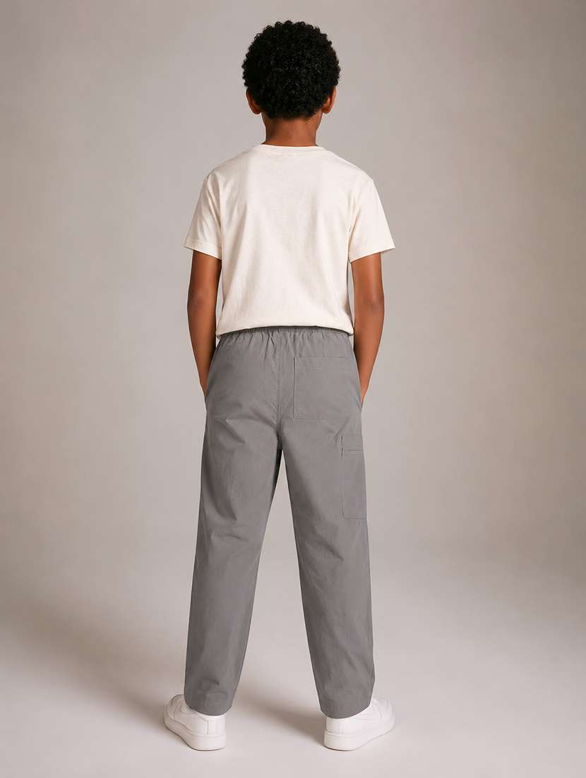 boys plain mid rise regular fit cargo - 22093021 -  Standard Image - 1