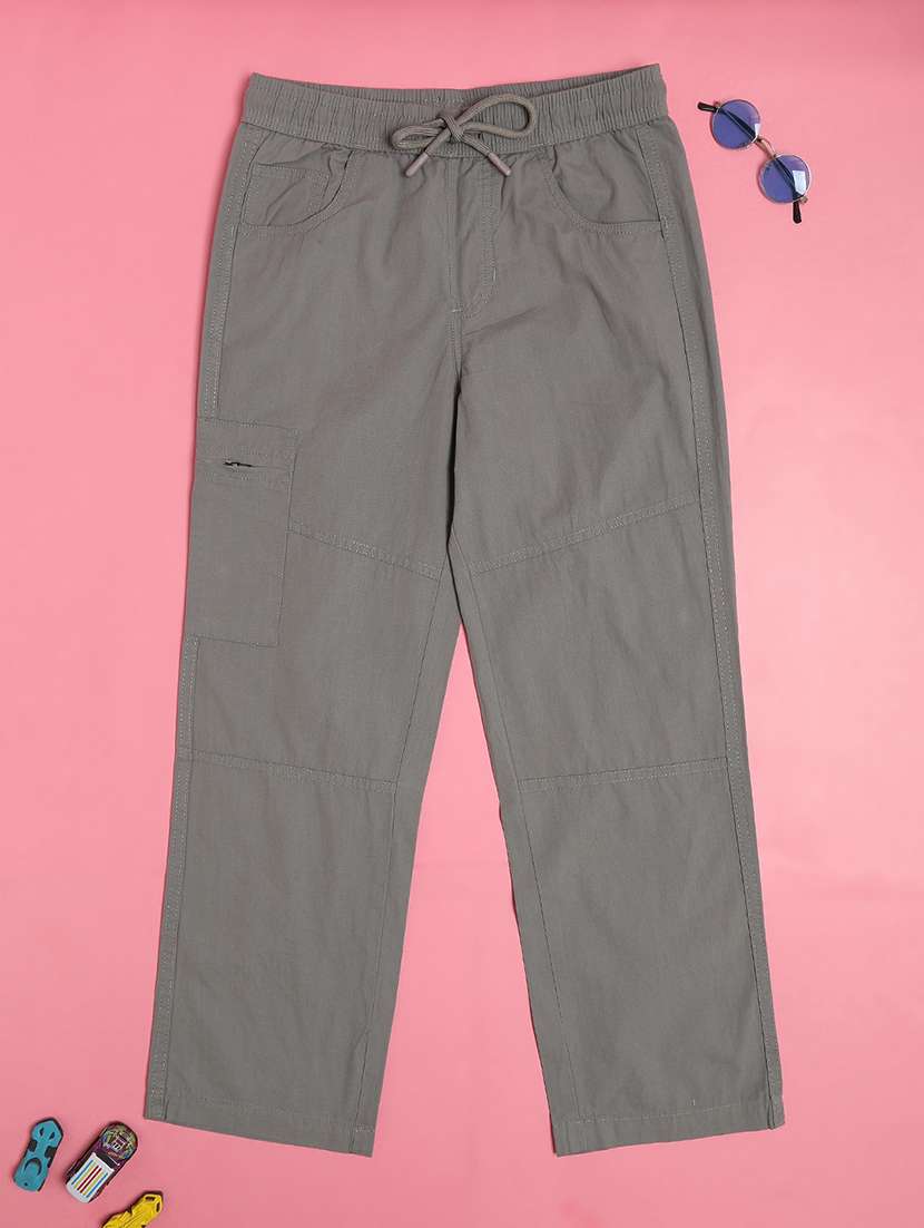 Boys Plain Mid Rise Regular Fit Cargo - 22093021 -  Standard Image - 1