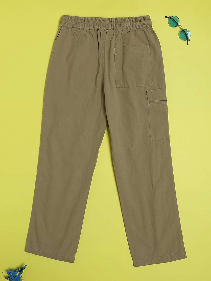 boys plain mid rise regular fit cargo - 22093023 -  Standard Image - 1
