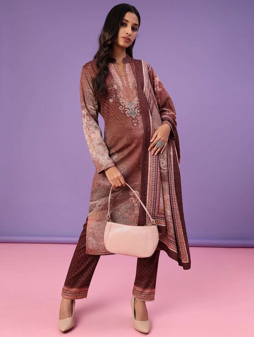women self design long sleeve kurta pant with dupatta set - 22093058 -  Standard Image - 1