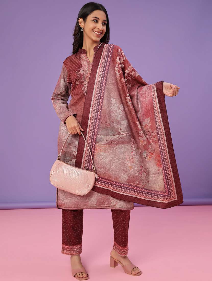 women self design long sleeve kurta pant with dupatta set - 22093060 -  Standard Image - 1