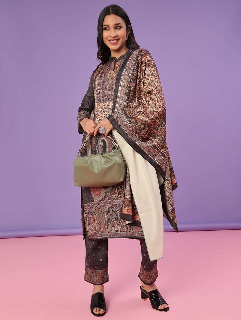 women self design long sleeve kurta pant with dupatta set - 22093062 -  Standard Image - 1