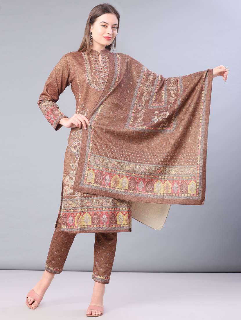 women self design long sleeve kurta pant with dupatta set - 22093063 -  Standard Image - 1