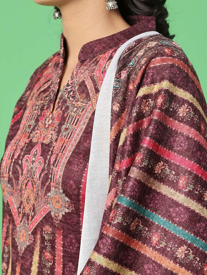 women printed woolen kurta and pant with dupatta set - 22093097 -  Standard Image - 4