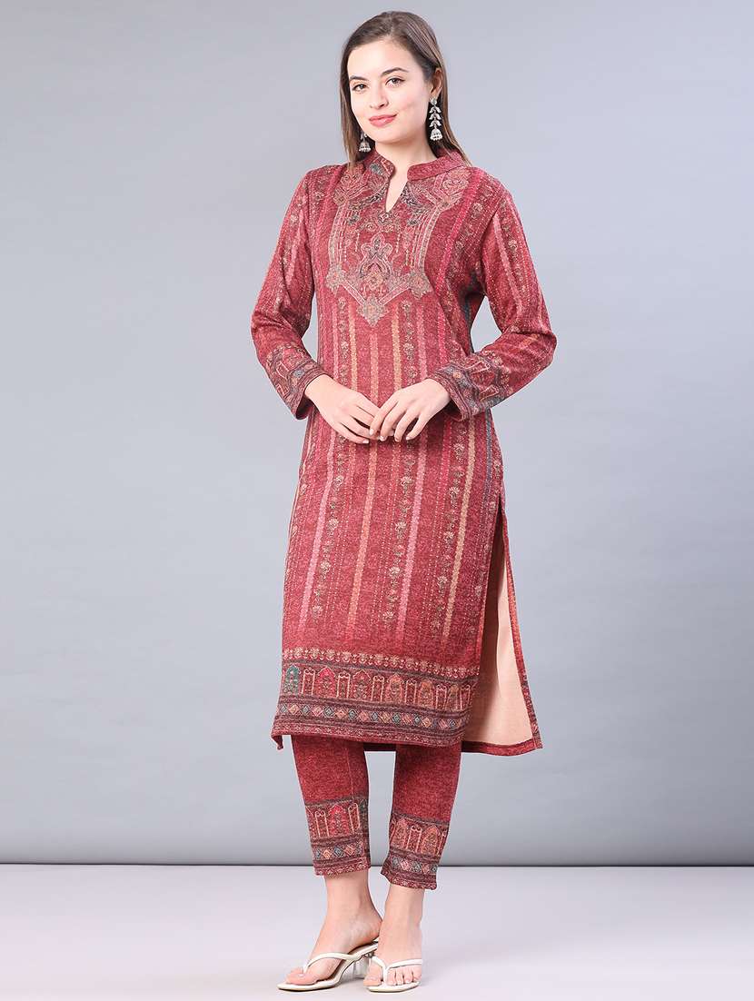 women printed long sleeve kurta pant with dupatta set - 22093099 -  Standard Image - 1