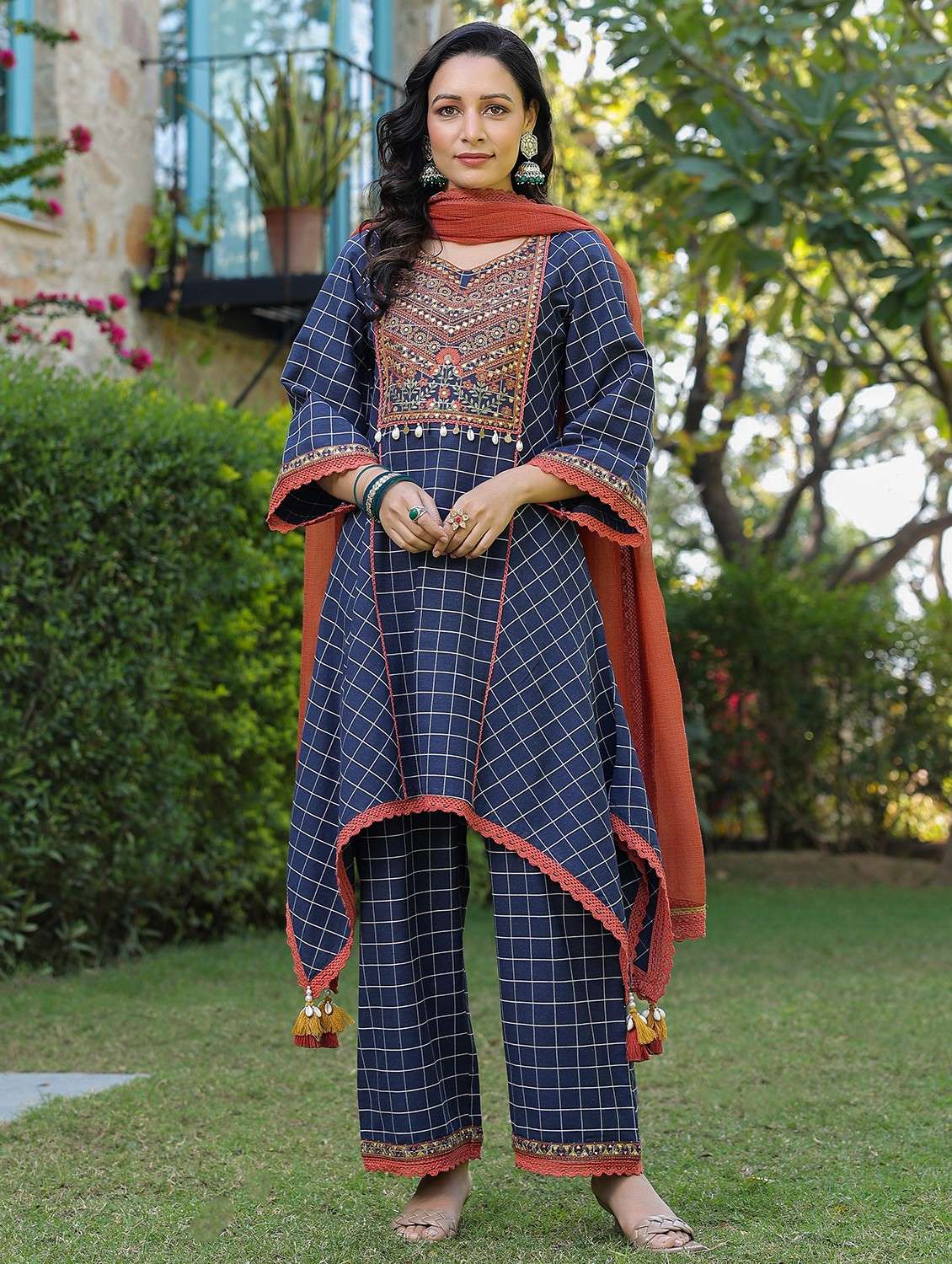 women embroidered long sleeve kurta pant with dupatta set - 22093229 -  Standard Image - 1
