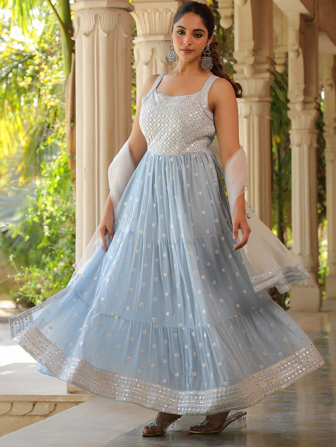 women embroidered sleeveless kurta pant with dupatta set - 22093245 -  Standard Image - 1