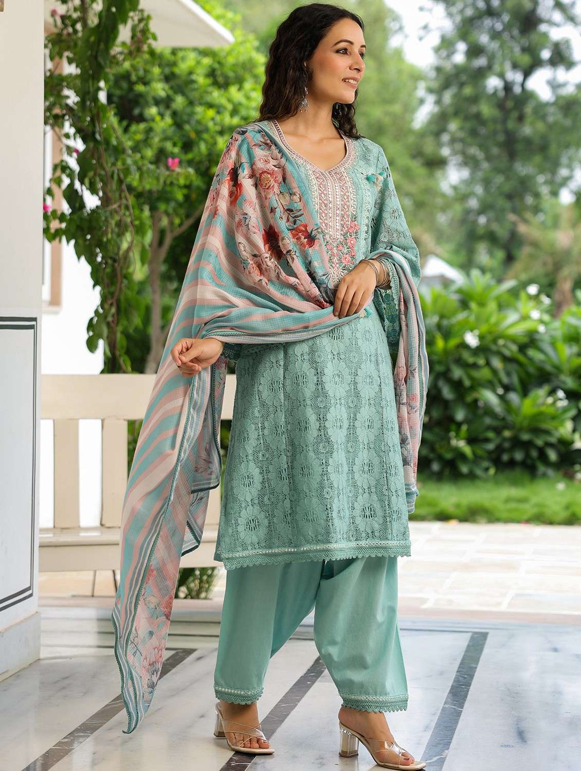 women embroidered long sleeve kurta pant with dupatta set - 22093254 -  Standard Image - 1
