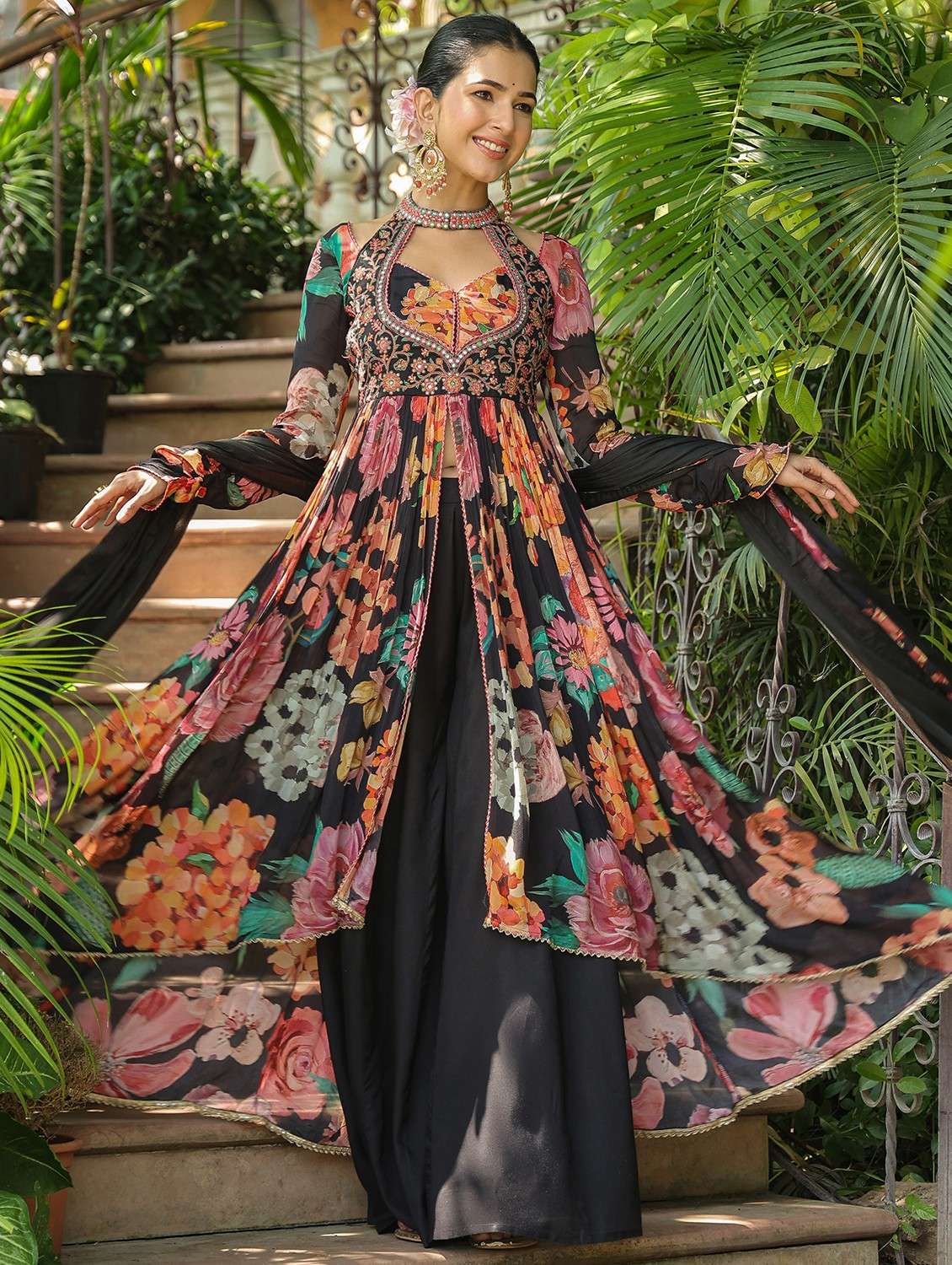 women embroidered long sleeve kurta palazzo with dupatta set - 22093260 -  Standard Image - 1