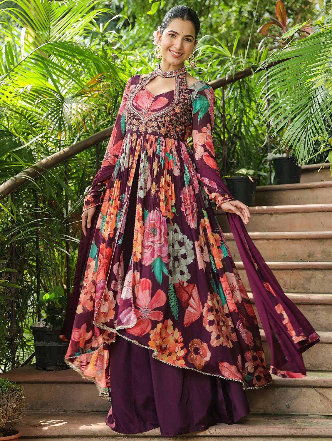 women embroidered long sleeve kurta palazzo with dupatta set - 22093261 -  Standard Image - 1