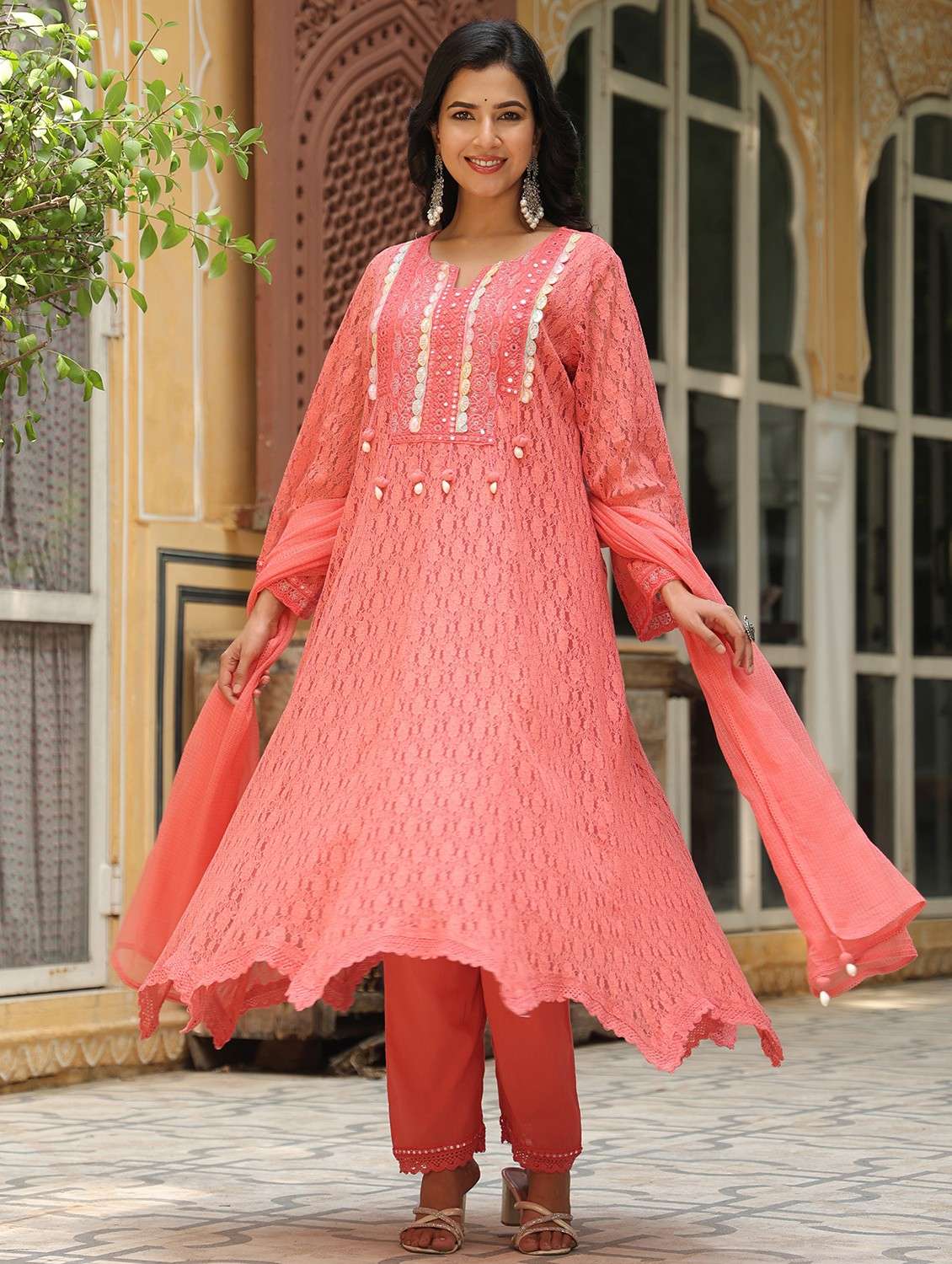 women embroidered long sleeve kurta pant with dupatta set - 22093262 -  Standard Image - 1