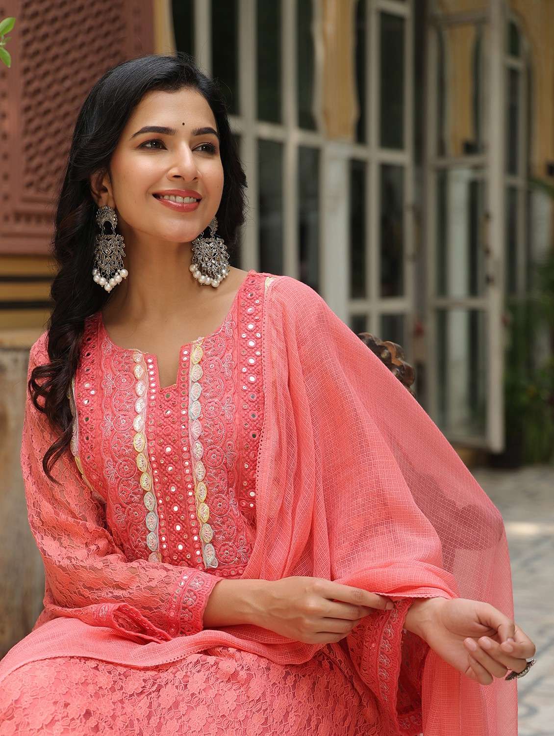 women embroidered long sleeve kurta pant with dupatta set - 22093262 - Standard Image - 4