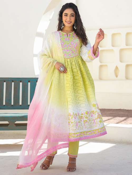 women embroidered long sleeve kurta pant with dupatta set - 22093271 -  Standard Image - 0