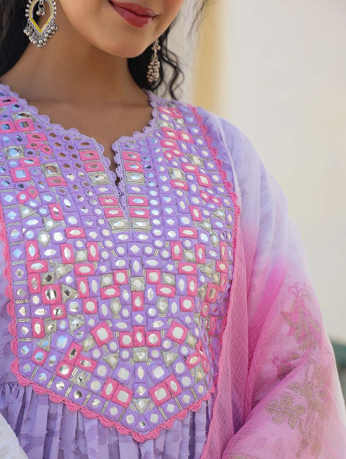 women embroidered three quarter sleeve kurta pant with dupatta set - 22093272 - Standard Image - 4