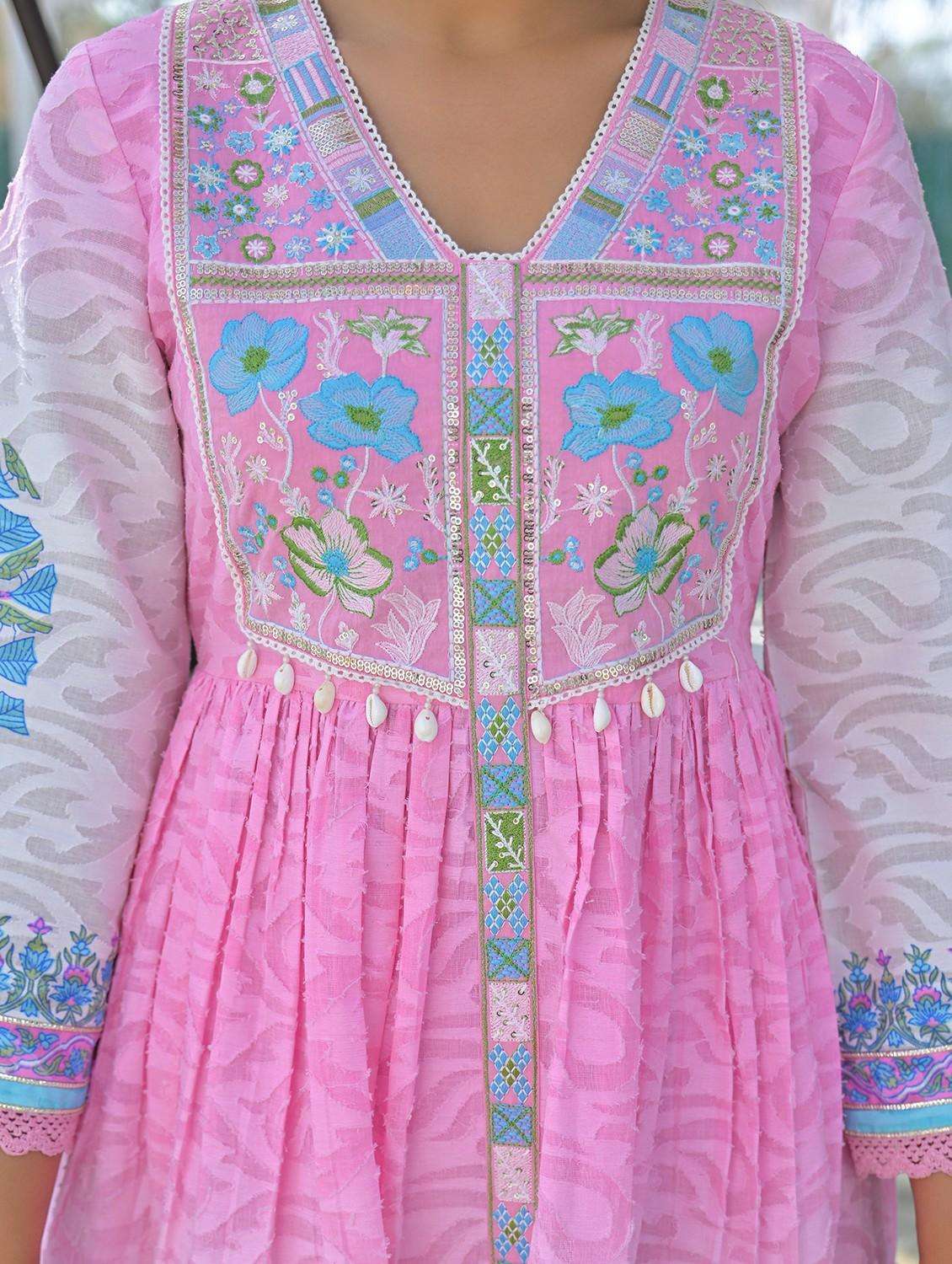 women embroidered three quarter sleeve kurta pant with dupatta set - 22093282 -  Standard Image - 1