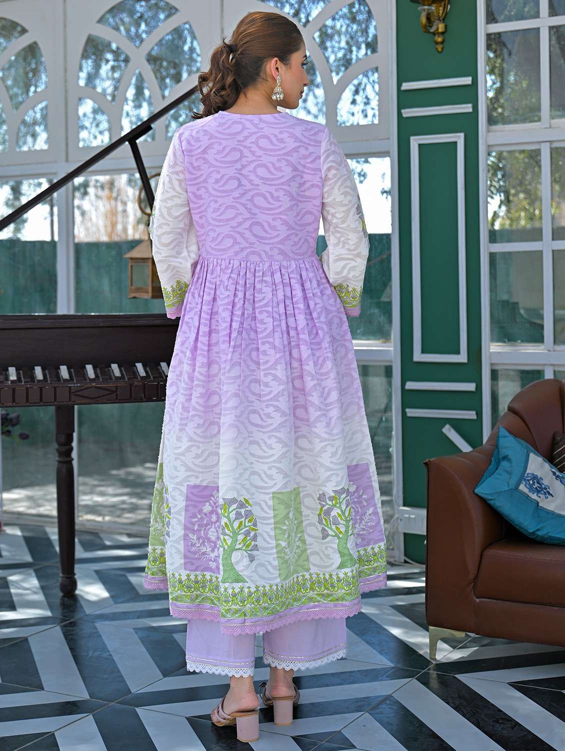 women embroidered three quarter sleeve kurta pant with dupatta set - 22093283 - Standard Image - 4